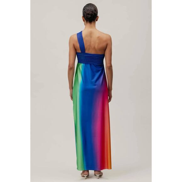 NWT BAOBAB Multicolor Ombre One Shoulder Front Cutout Eliza Maxi Dress Size S - Picture 4 of 16